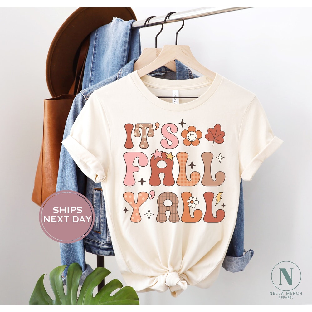 Retro Fall Vibes Shirt, It's Fall Ya'll Shirt, Cute Fall Shirt, Vintage Natural Toddler Tee, Trendy Fall Shirt, Fall Vibes.jpg