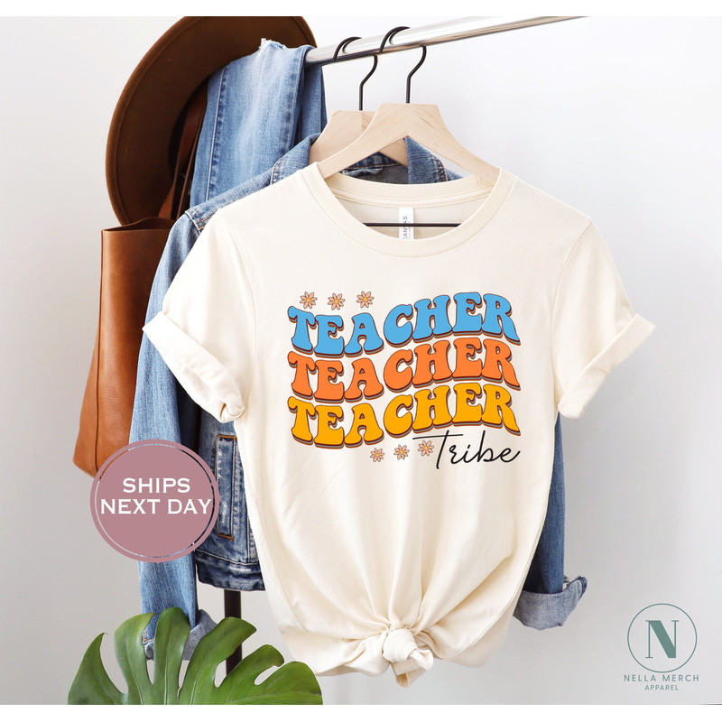 Teacher Shirt, Teacher Tribe Shirt, Teach Inspire, Teacher Appreciation Tee, Back to School Shirt, Retro Teacher Shirt, Gift For Teacher.jpg