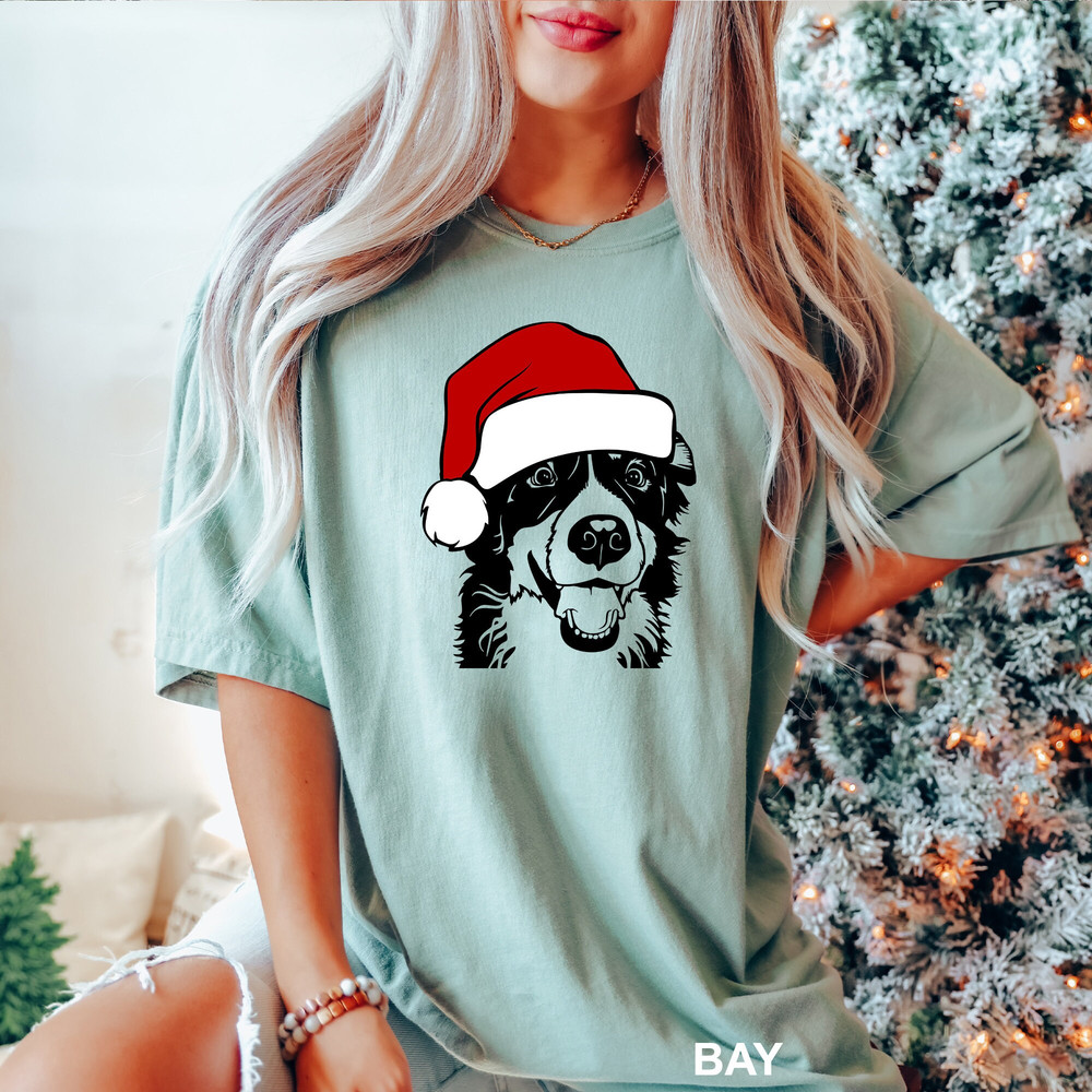 Bernese Dog With Santa Hat T-shirt, Bernese Mountain Christmas Shirt, Bernese Christmas Tee, Comfort Colors Christmas Dog Shirt, CR-0271.jpg