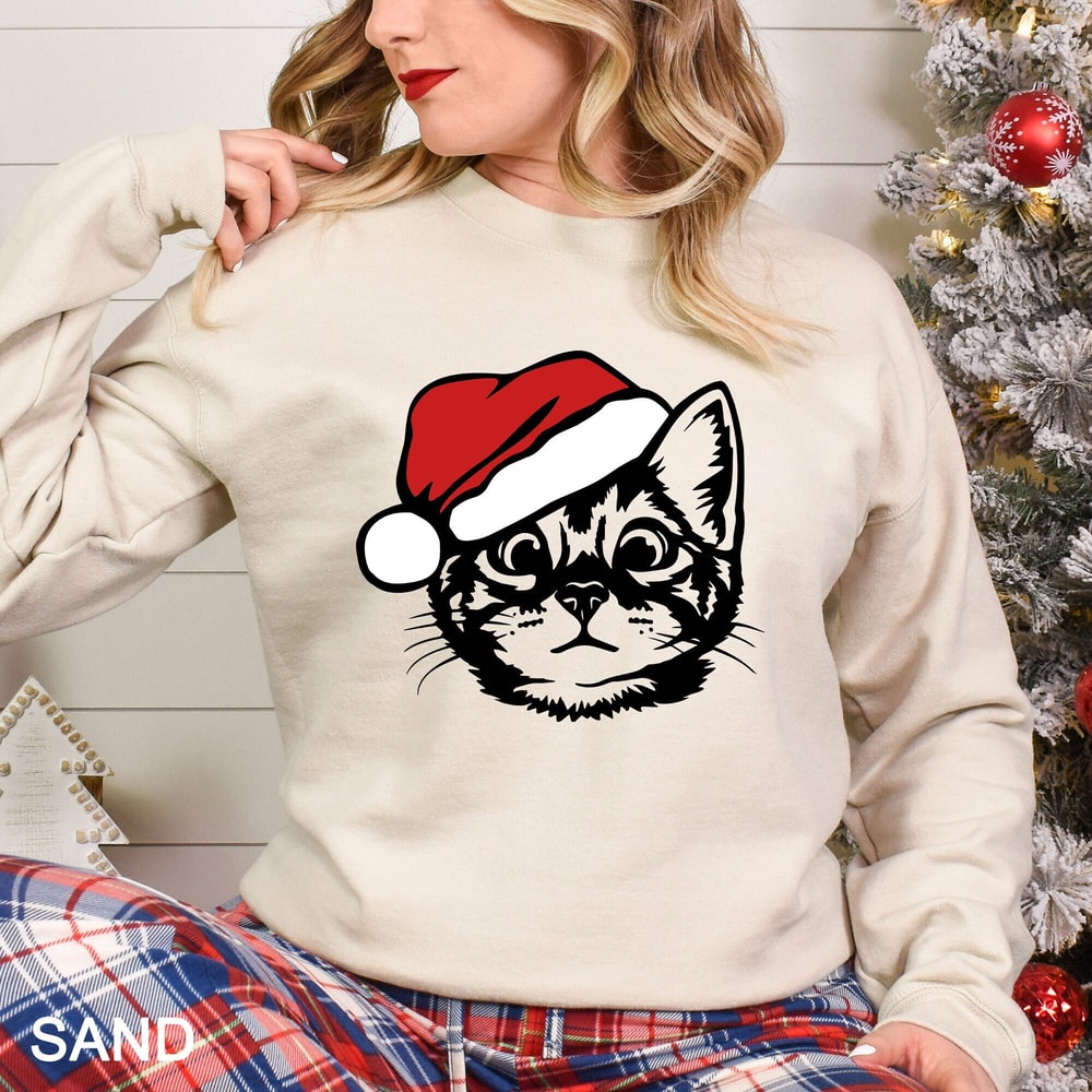 Black Cat And Santa HaT Christmas Sweatshirt,Christmas Lights Cat Sweater,Cat Lover Xmas Shirt,Santa Cat Sweater,Christmas Gift, CR-0248.jpg