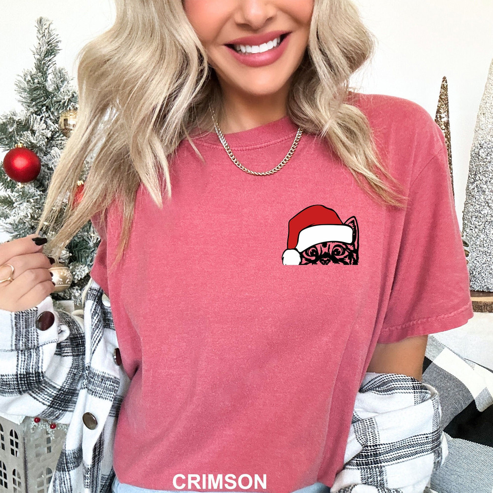 Christmas Cat Mom Shirt - Santa Claus Hat Design - Black Cat Lover Gift - CR-0246.jpg