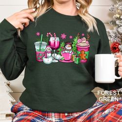 christmas coffee cups sweatshirt, christmas sweatshirt, christmas shirt, coffee lover gift, xmas latte coffee lover shir