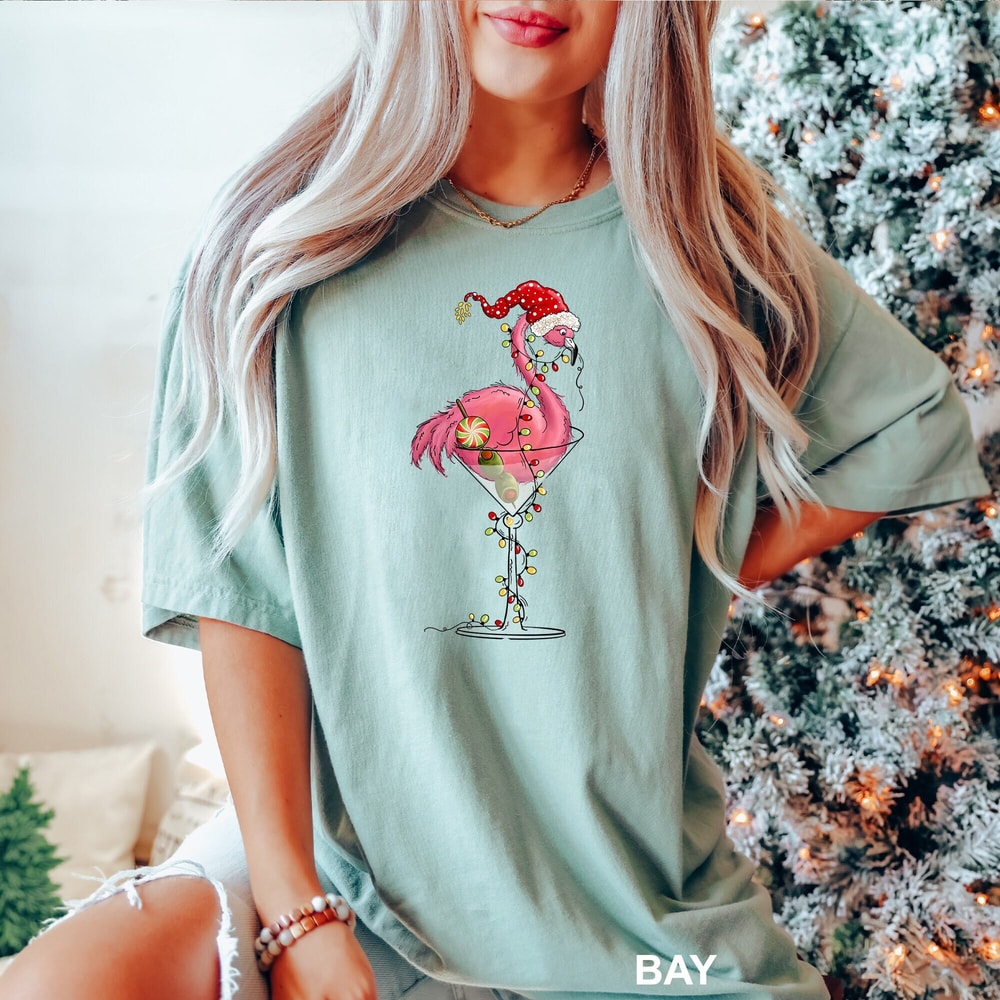 Christmas Flamingo Shirt, Cute Flamingo Christmas Shirt, Flamingo Gift, Flamingo Lover Sweatshirt, Cute Holiday Apparel, CR-0205.jpg