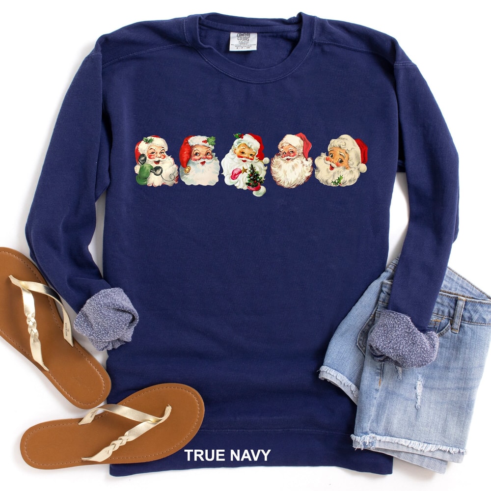 Christmas Santa Head Shirt, Retro Santa Sweatshirt, Holiday Sweaters Christmas Crewneck, Christmas Gift, Santa Claus Shirt, CR-0237.jpg