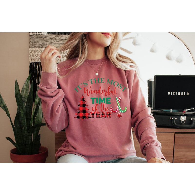 Christmas Sweatshirt, The Most Wonderful Time Of The Year, Holiday Sweaters For Women, Christmas Sweater, Retro Holiday Shirt,Crewneck 1.jpg