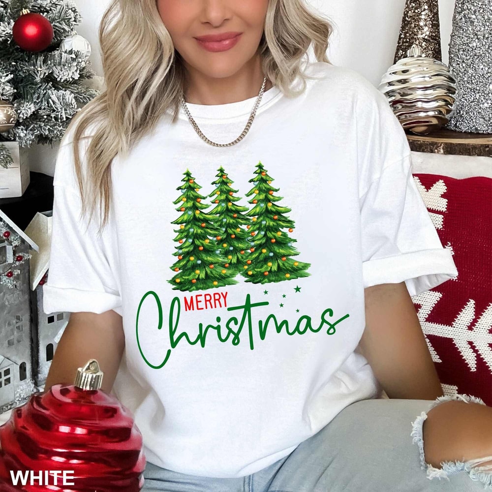 Cute Merry Christmas Shirts, Comfort Colors Christmas Tee, Spread Holiday Cheer with these Adorable Merry Christmas Tree Tshirts.jpg