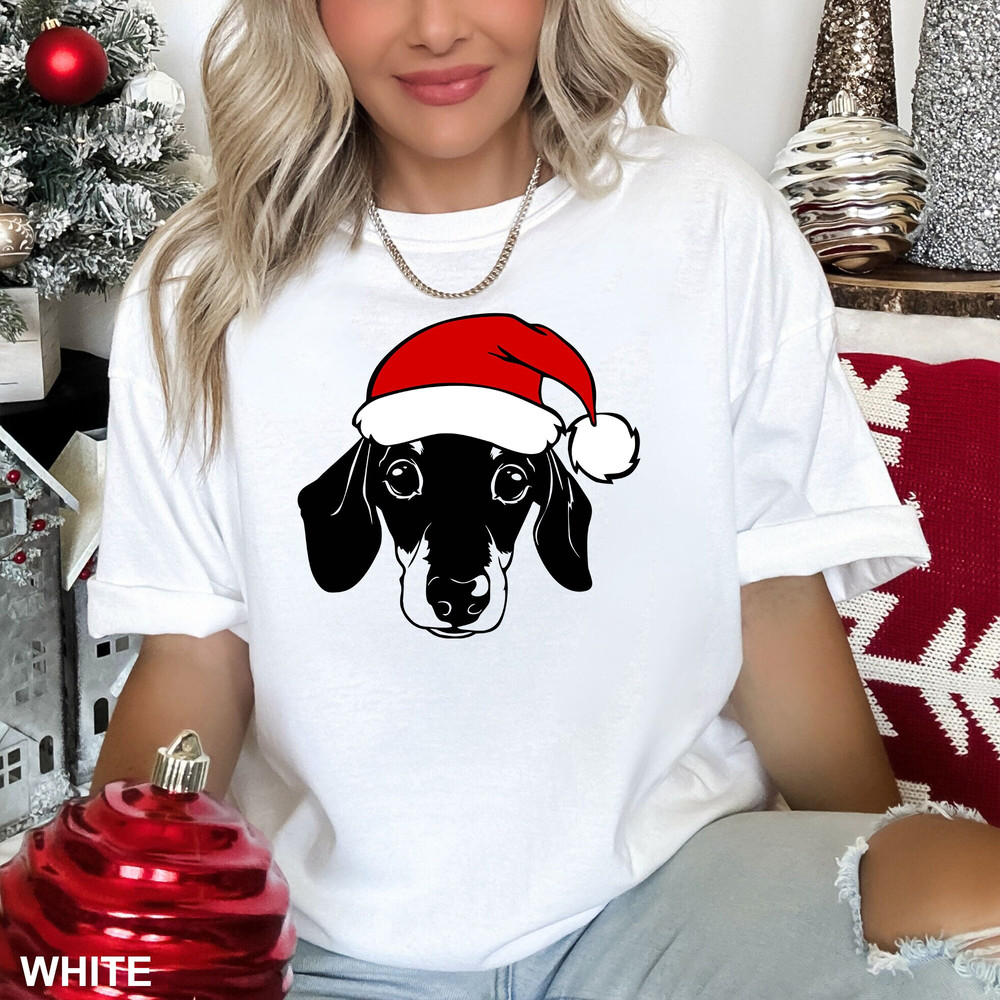Doxie Dog With Santa Hat T-shirt, Doxie Dog Mountain Christmas Shirt, Doxie Dog Tee, Comfort Colors Christmas Dog Shirt, CR-0274.jpg