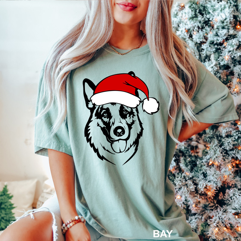 German Shepherd Dog With Santa Hat T-shirt, German Shepherd Christmas Shirt, German Shepherd Tee, Christmas Dog Shirt, CR-0275.jpg