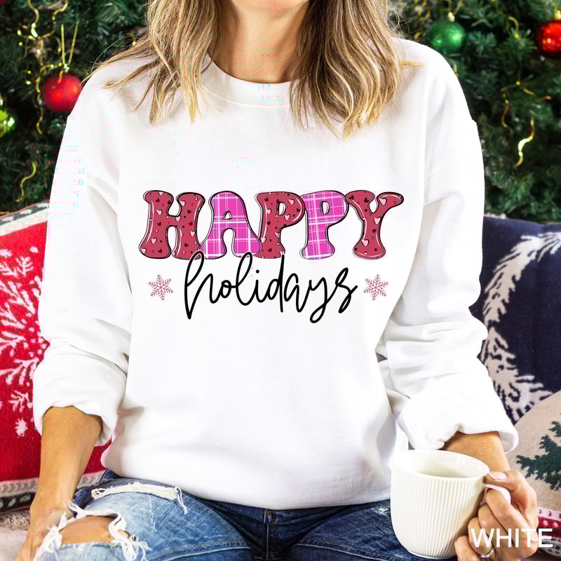 Happy Holidays Shirt, Christmas Gift, Women's Holiday Shirt, Cute Christmas Gift, Christmas Sweatshirt for Women, Xmas Gift Shirt, CR-0049.jpg