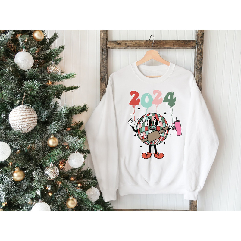 2024 Disco Ball Sweatshirt, 2024 New Year Hoodie, New Year Sweater, 2024 Funny, Cute Christmas Gift, Women Sweater, Holiday Christmas Hoodie.jpg