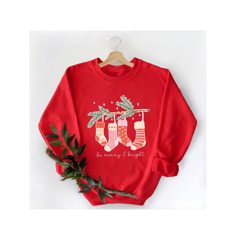 Be Merry and Bright Sweatshirt, Christmas Socks Sweatshirt, Christmas Gifts, Xmas Sweatshirt, Cool Winter Hoodie, Cute Gift For Christmas.jpg