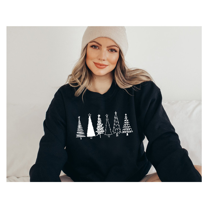 Christmas Trees Sweatshirt, Merry  Christmas Tree Hoodie, Women Christmas Crewneck Sweater, Holiday Sweatshirts, Family Christmas Sweaters.jpg