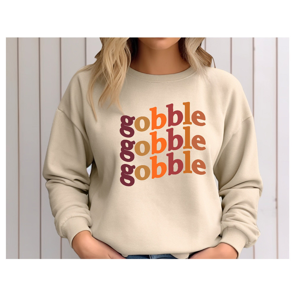 Gobble Sweatshirt, Retro Thanksgiving Hoodie, Gobble Gobble Gobble Shirt, Funny Thanksgiving Shirts for Women, Thanksgiving Crewneck Sweater.jpg