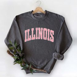 illinois sweatshirt, illinois pink print hoodie, cute illinois sweater, illinois college student gifts, illinois state u