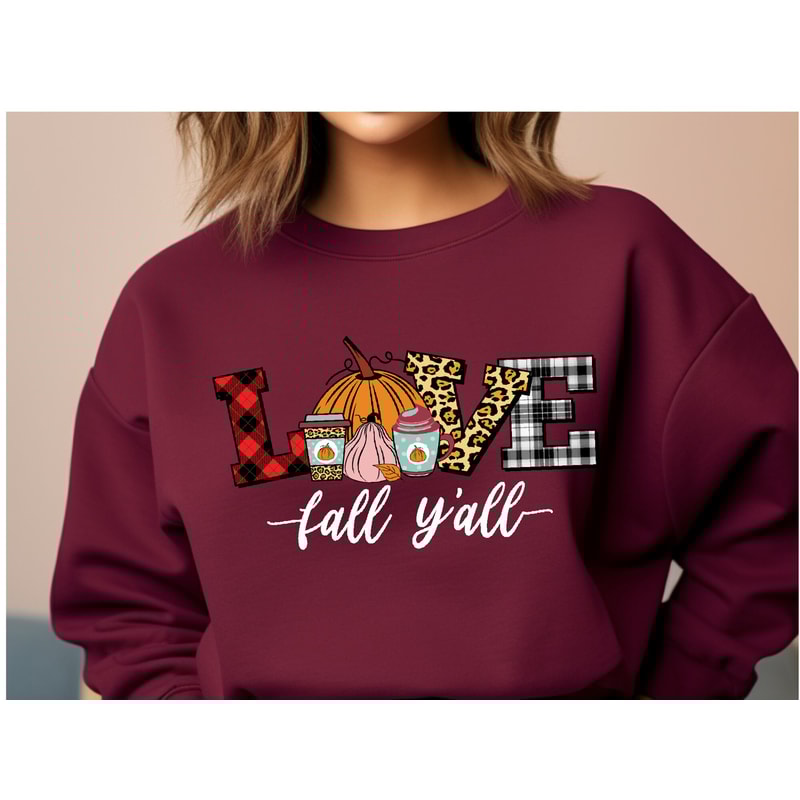 Love Fall Y'All Sweatshirt, Leopard Print Fall Sweatshirt, Fall Pumpkin Sweater, Fall Y'all Hoodie, Pumpkin Leopard Sweatshirt, Fall Season.jpg