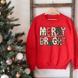 merry and bright sweatshirt, christmas merry and bright hoodie, christmas trees sweatshirt, christmas vibes sweater, cut