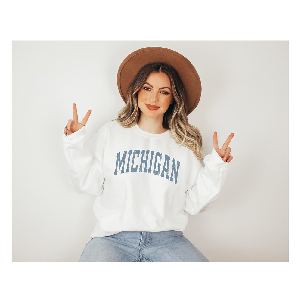 Michigan Sweatshirt, Michigan Blue Print Hoodie, Cute Michigan Sweater, Michigan College Student Gifts, University of Michigan Sweatshirt.jpg