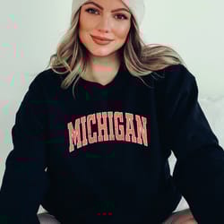 michigan sweatshirt, michigan orange print hoodie, cute michigan sweater, michigan college student gifts, university of