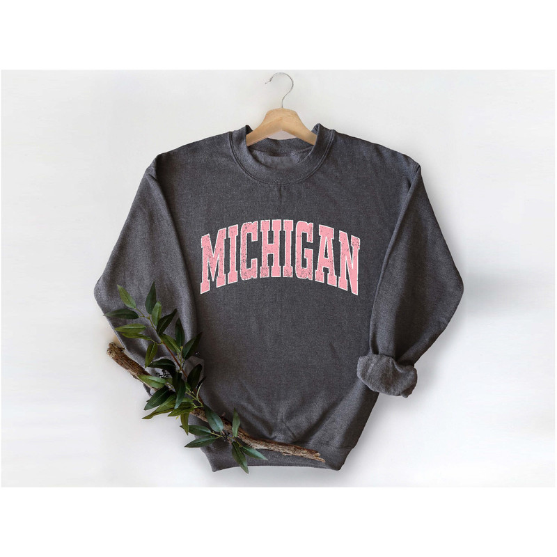 Michigan Sweatshirt, Michigan Pink Print Hoodie, Cute Michigan Sweater, Michigan College Student Gifts, University of Michigan Sweatshirt.jpg