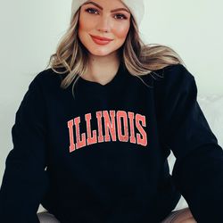 illinois sweatshirt, illinois orange print hoodie, cute illinois sweater, illinois college student gifts, illinois state