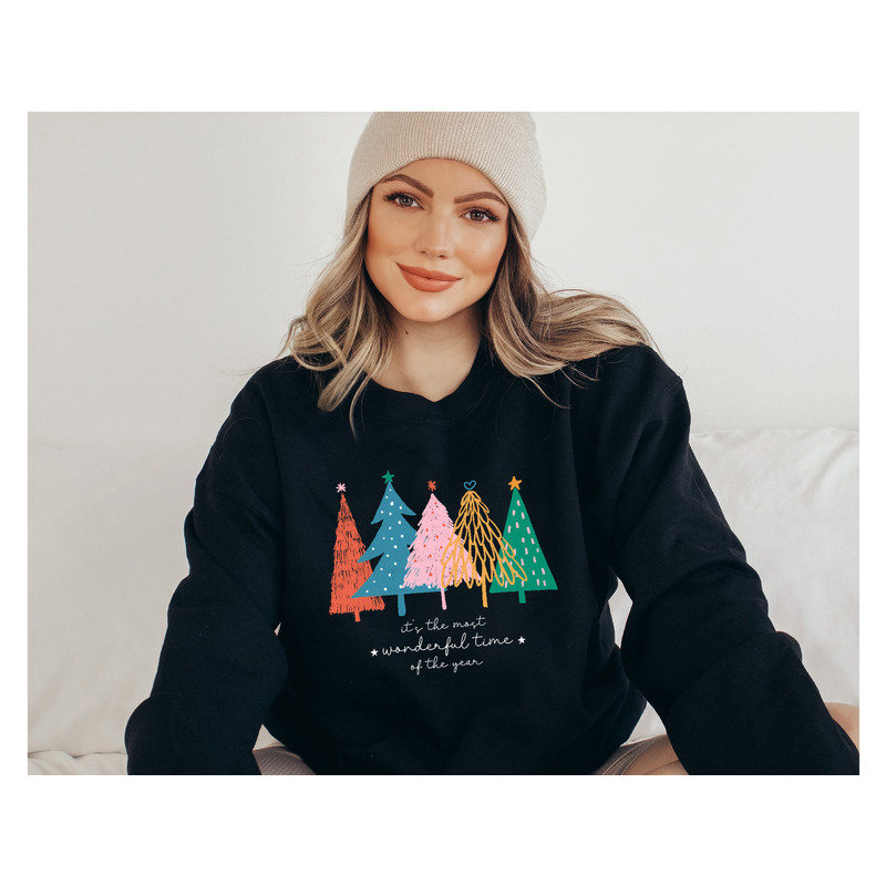 Its The Most Wonderful Time Of The Year Sweatshirt, Christmas Sweatshirt, Christmas Trees Sweatshirt, Winter Hoodie, Cute Gift For Christmas.jpg