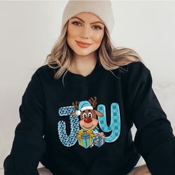 joy reindeer sweatshirt, joy christmas hoodie, christmas family sweater, reindeer shirt, joy sweatshirt, xmas apparel, b