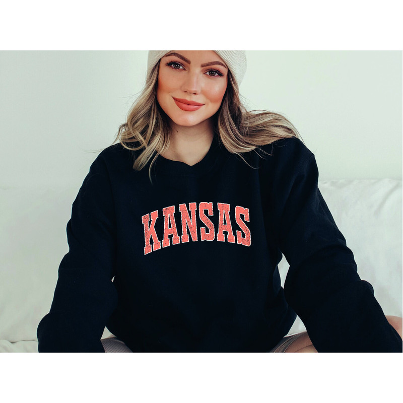 Kansas Sweatshirt, Kansas Orange Print Hoodie, Cute Kansas Sweater, Kansas College Student Gifts, Kansas State University, Kansas City.jpg