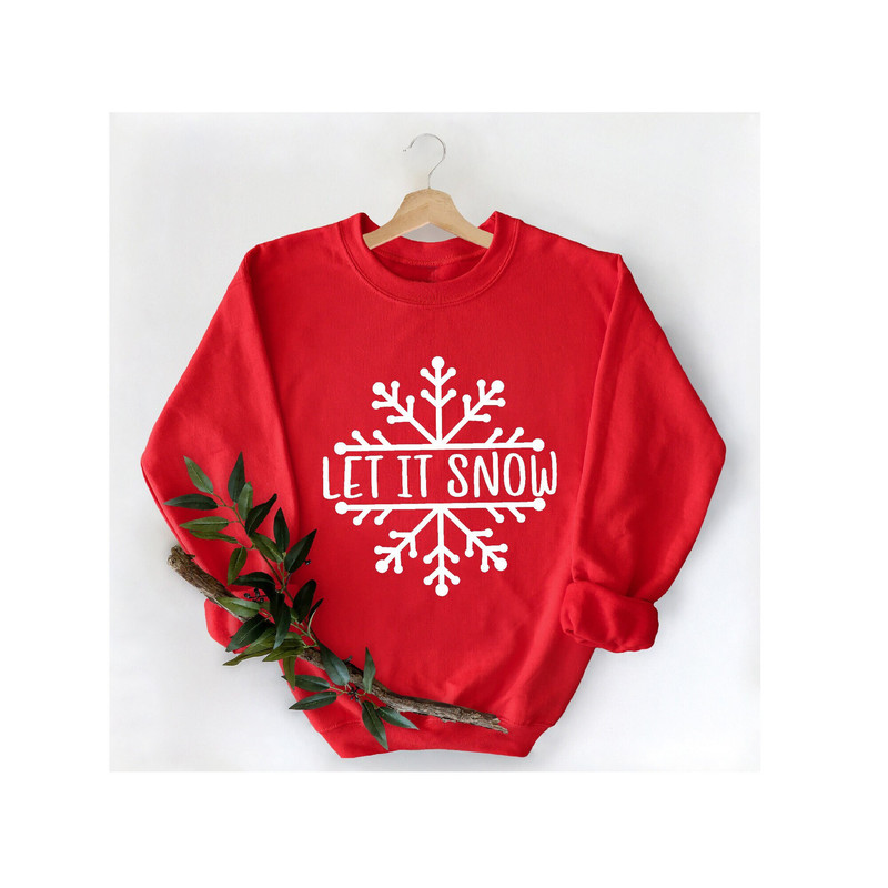 Let It Snow Sweatshirt, Winter Crewneck Sweater, Holiday Gift, Minimal Holiday Unisex Sweatshirt, Gift for Her, Snowflake Christmas Gift.jpg