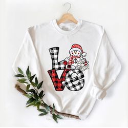 love christmas snowman sweatshirt, christmas snowman long sleeve shirt, love christmas hoodie, christmas gifts, cute lov