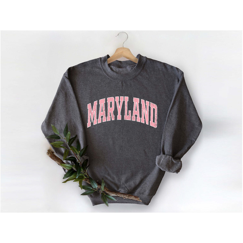 Maryland Sweatshirt, Maryland Pink Print Hoodie, Cute Maryland Sweater, Maryland College Student Gifts, University of Maryland Sweatshirt.jpg