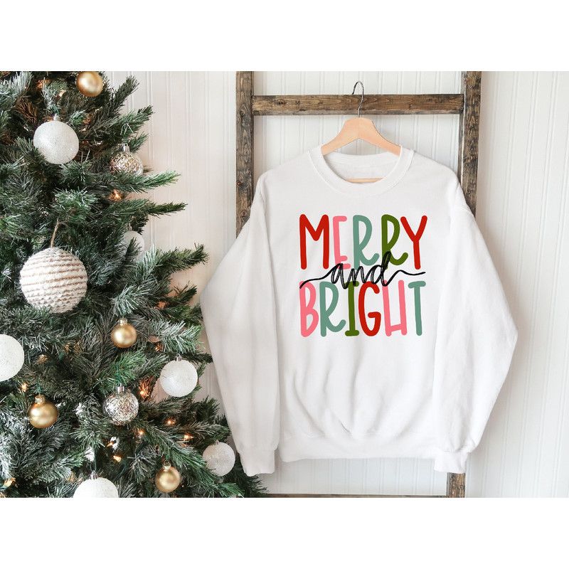 Merry And Bright Sweatshirt, Christmas Merry And Bright Hoodie, Merry Christmas Sweatshirt, Christmas Vibes Sweater, Cute Winter Sweatshirt.jpg
