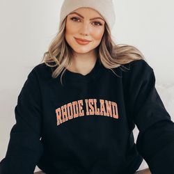 rhode island sweatshirt, rhode island orange print hoodie, cute rhode island college student gifts, university of rhode