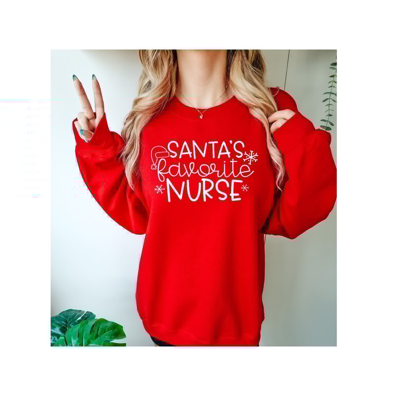 Santa's Favorite Nurse Sweatshirt, Christmas Nurse Hoodie, RN Crewneck, Gift For Nurse, Nurse Life, Holiday Sweatshirt, Christmas Family.jpg