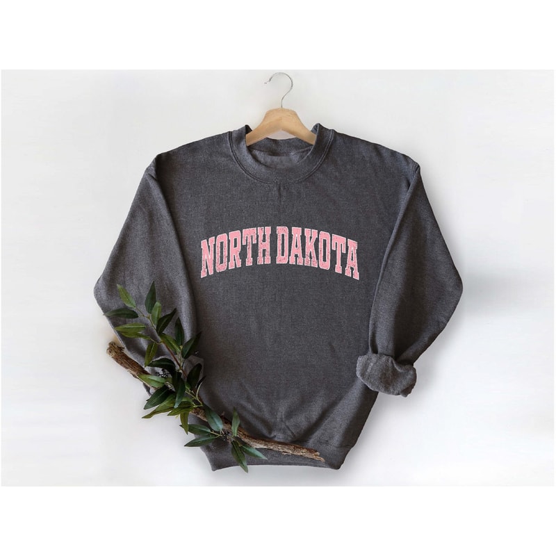 North Dakota Sweatshirt, Pink Print Hoodie, Cute North Dakota, North Dakota College Student Gifts, University of North Dakota Sweatshirt.jpg