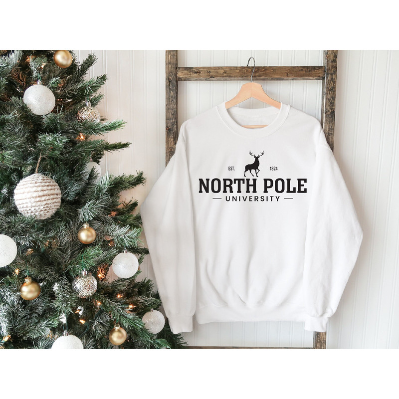 North Pole University Sweatshirt, Christmas Hoodie, North Pole Sweater, New Year Sweatshirt, Christmas Gift, Holiday Sweater, College Gift.jpg