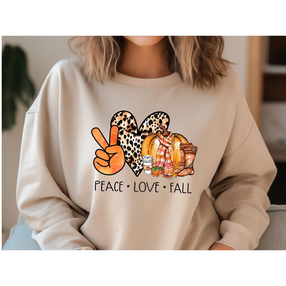 Peace Love Fall Sweatshirt, Fall Pumpkin Leopard Heart Sweatshirt, Fall Sweater and Hoodie, Fall Sweatshirt for Moms, Cute Autumn Sweater.jpg