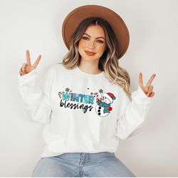 winter blessing sweatshirt, family matching christmas shirt, winter snowman sweater,christmas matching sweatshirt, chris