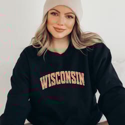 wisconsin sweatshirt, orange print hoodie, cute wisconsin sweater, wisconsin college student gifts, university of wiscon