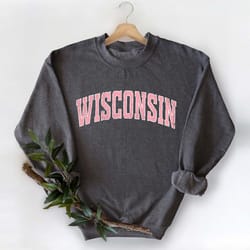 wisconsin sweatshirt, pink print hoodie, cute wisconsin sweater, wisconsin college student gifts, university of wisconsi