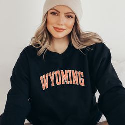 wyoming sweatshirt, wyoming orange print hoodie, cute wyoming sweater, wyoming college student gifts, university of wyom