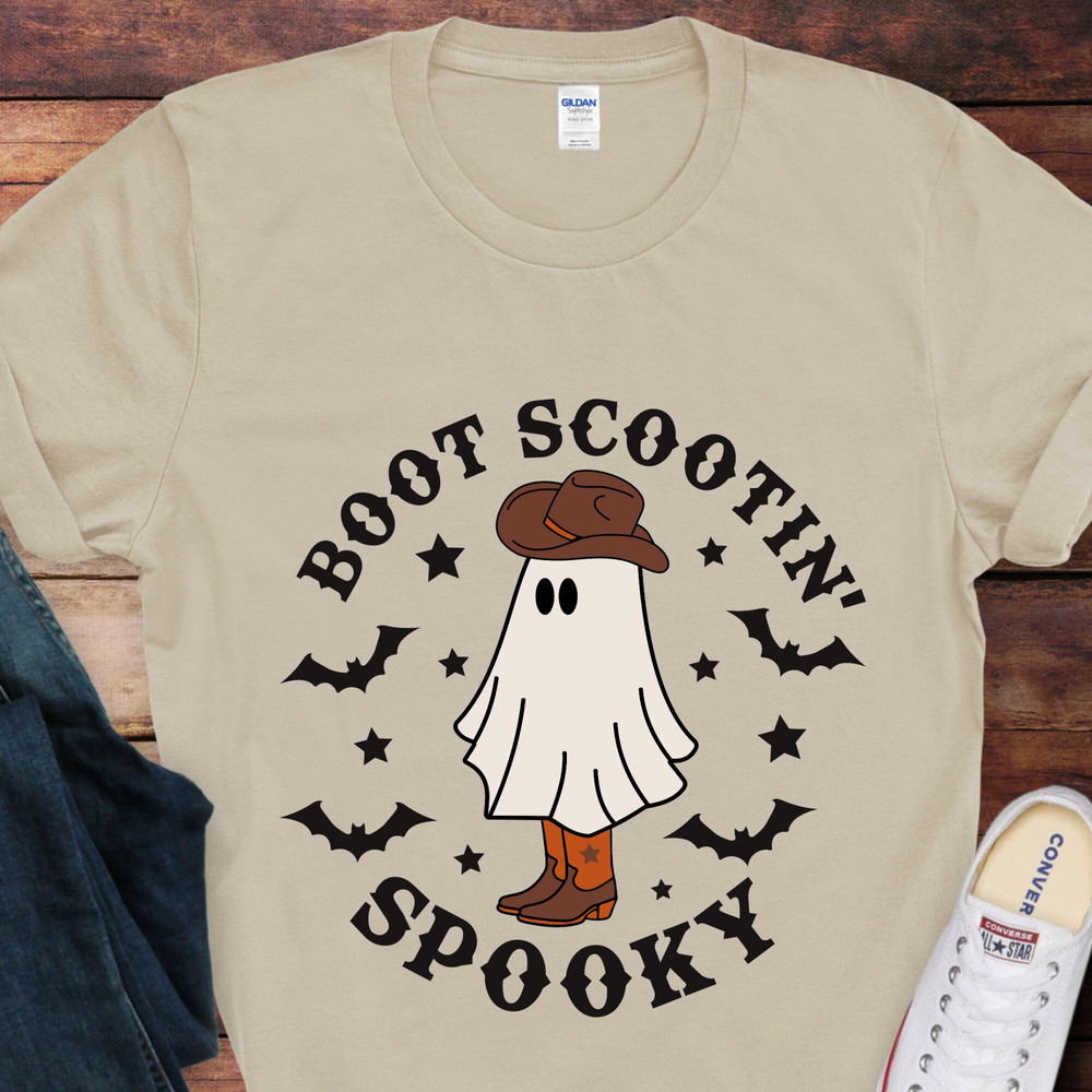 Boot Scootin Spooky Sweatshirt, Cute Boot Scootin Spooky Shirt, Halloween Gift, Halloween Shirt ,Cowboy Ghost Shirt,Western Halloween Shirt.jpg