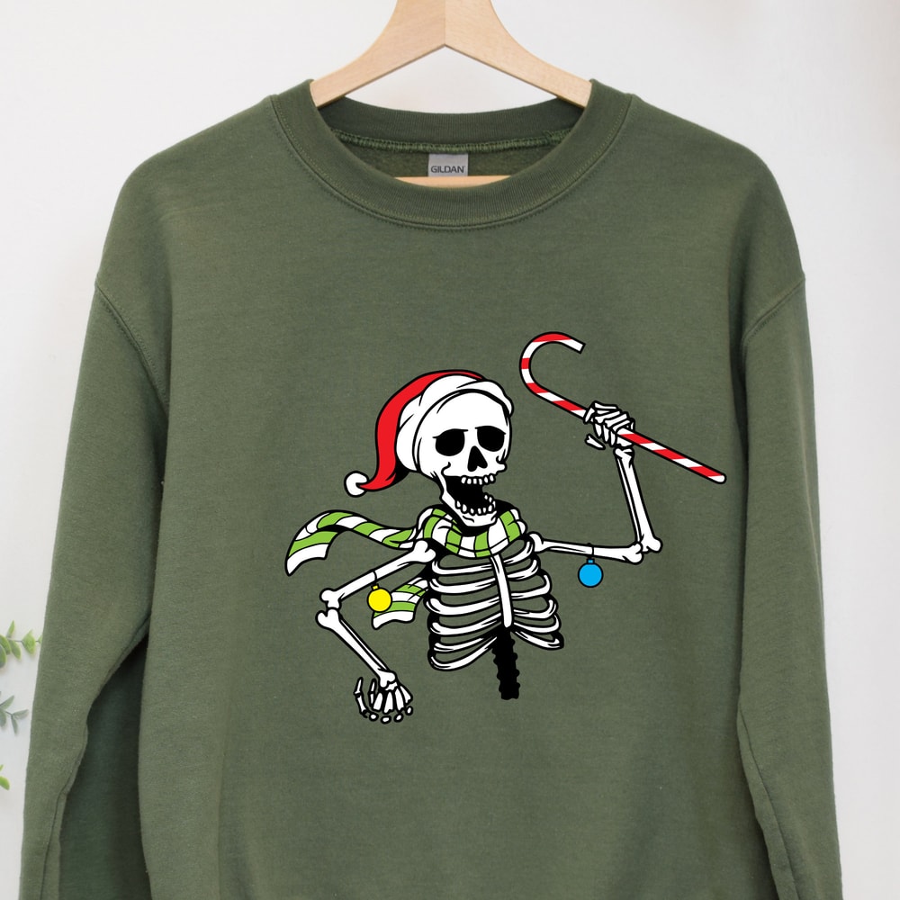 Christmas Party Skeleton Shirt, Christmas Skeleton Sweatshirt, Funny Christmas Sweatshirt, Santa Skull Christmas T-shirts, Skeleton Dancing.jpg