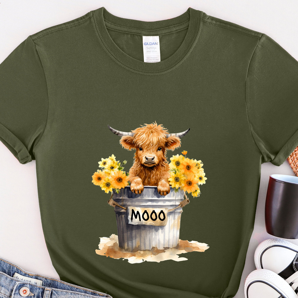 Cute Highland Cow Shirt,Highland Cow Sweatshirt,Country Girl Shirts,Farm Life Shirts,Cute Cowgirl Shirt,Floral Cow In The Bucket Shirt.jpg