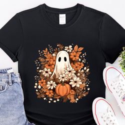 floral ghost shirt, fall ghost sweatshirt, cute ghost shirt, floral fall shirt, halloween shirt, flower halloween shirt,