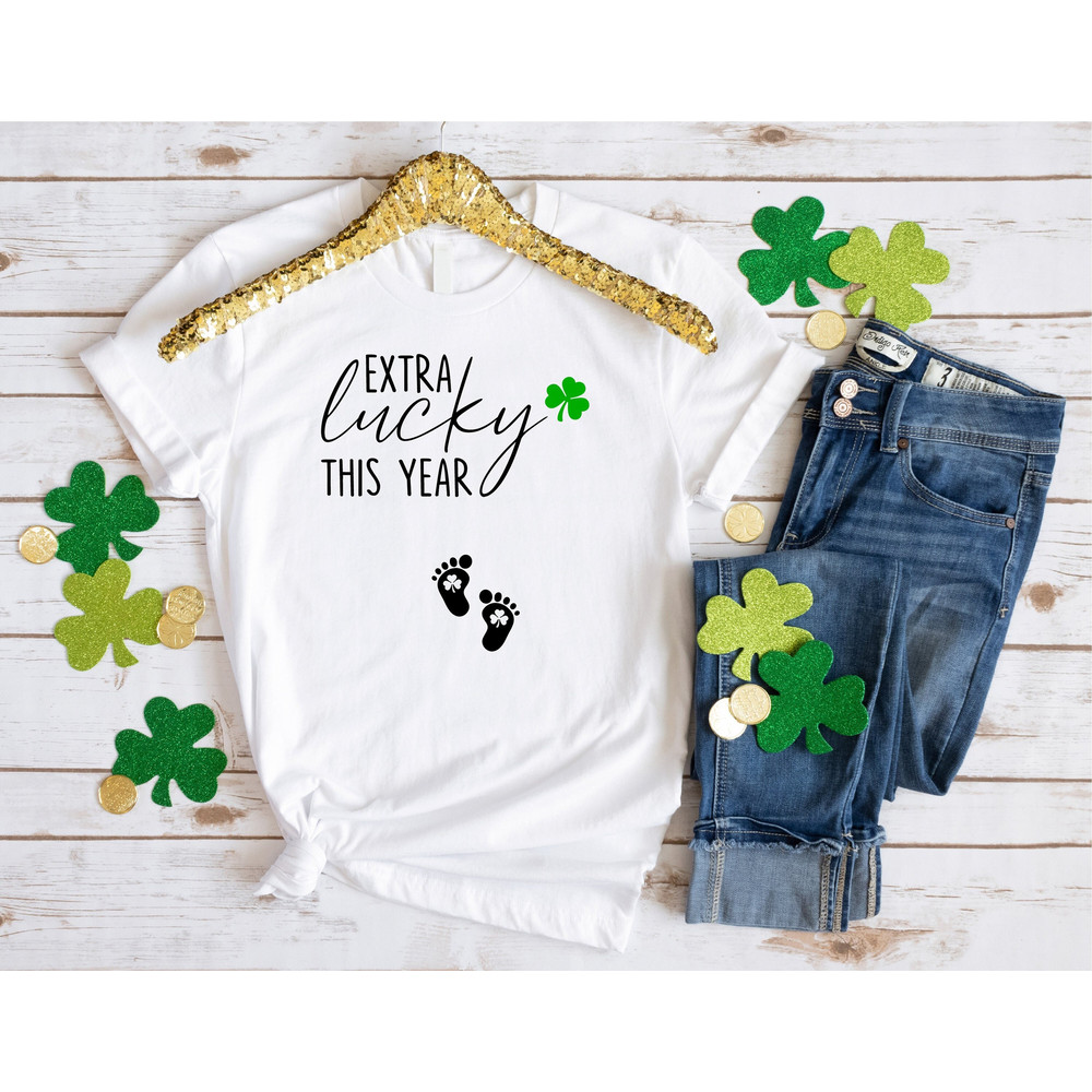 Extra Lucky This Year Shirt, St. Patrick's Day Pregnant Shirt, Baby Announcement Shirt, My Lucky Charm Shirt, Pregnancy Reveal Shirt.jpg
