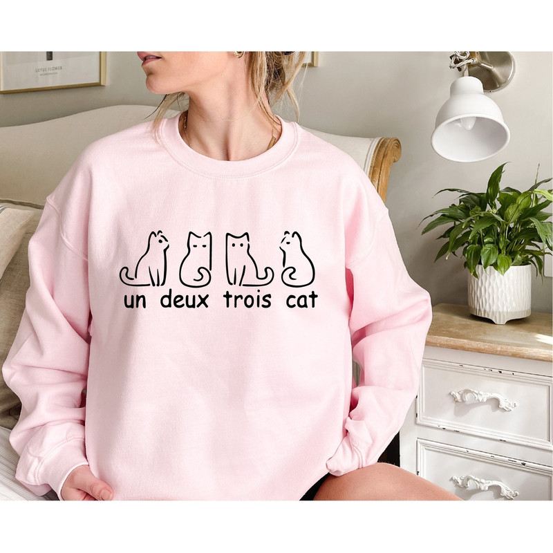 French Cat Sweatshirt, Un Deux Trois Cat Sweatshirt, Gifts for cat lovers, Cat Mom, Cute Cat Hoodie, Cat Lady Gift, Cat Clothing,Cat Dad.jpg