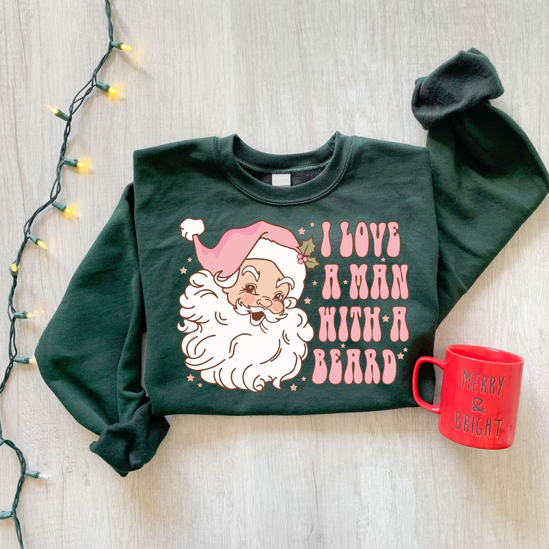 Funny Santa Beard Sweatshirt, Retro Pink Santa Christmas Sweatshirt, Womens Christmas Sweatshirt, Holiday Sweater, Cute Christmas Sweatshirt.jpg