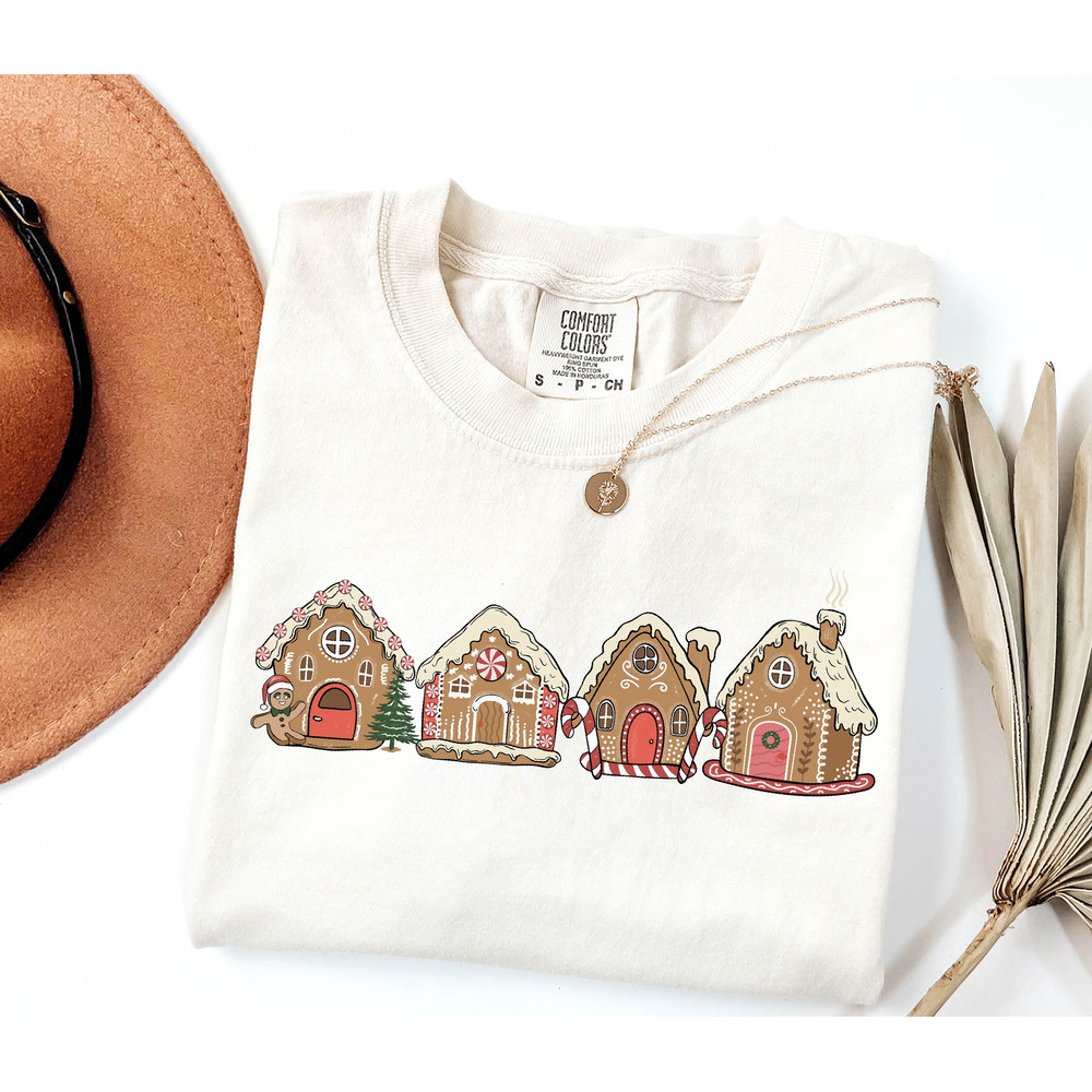 Gingerbread Houses Cookie Shirt, Gingerbread Christmas Shirt, Christmas Gifts, Holiday Shirt, Womens Christmas Shirt, Merry and Bright Shirt.jpg