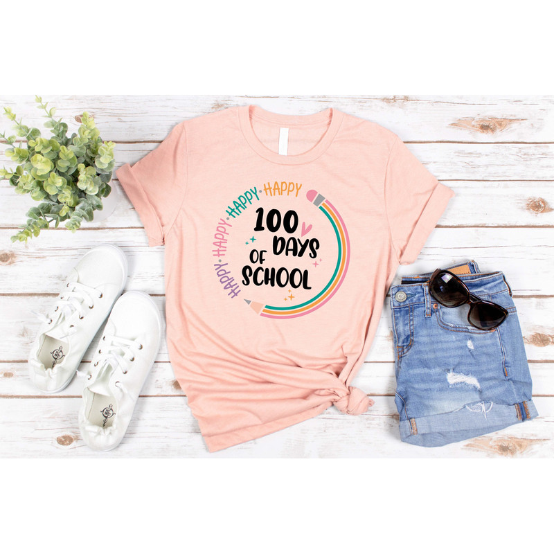 Happy 100 Days of School Shirt, 100 Day Shirt, 100th Day Of School Celebration, Student Shirt, Back to School Shirt, Gift For Teacher.jpg