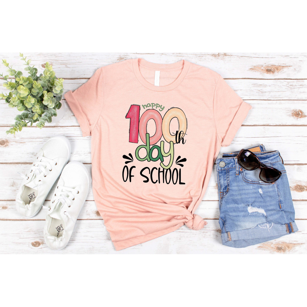 Happy 100 Days of School Shirt, Funny 100 Day Shirt, Teacher Smile Face Shirt, 100th Day Of School Celebration, Student Shirt, School Shirt.jpg